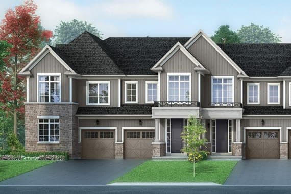 The Thompson, freehold townhomes at Erin Glen. Artist's concept.